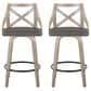 LumiSource Charlotte Swivel Counter Stool with Grey Faux Leather Upholstery in Light Grey and Black (Set of 2), , large