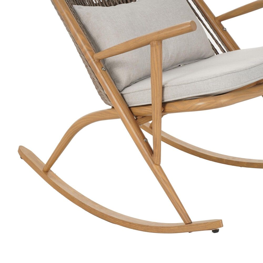 Hearth and Haven Outdoor Rocking Chair with PE Rattan Backrest in Gray (Set of 2), , large