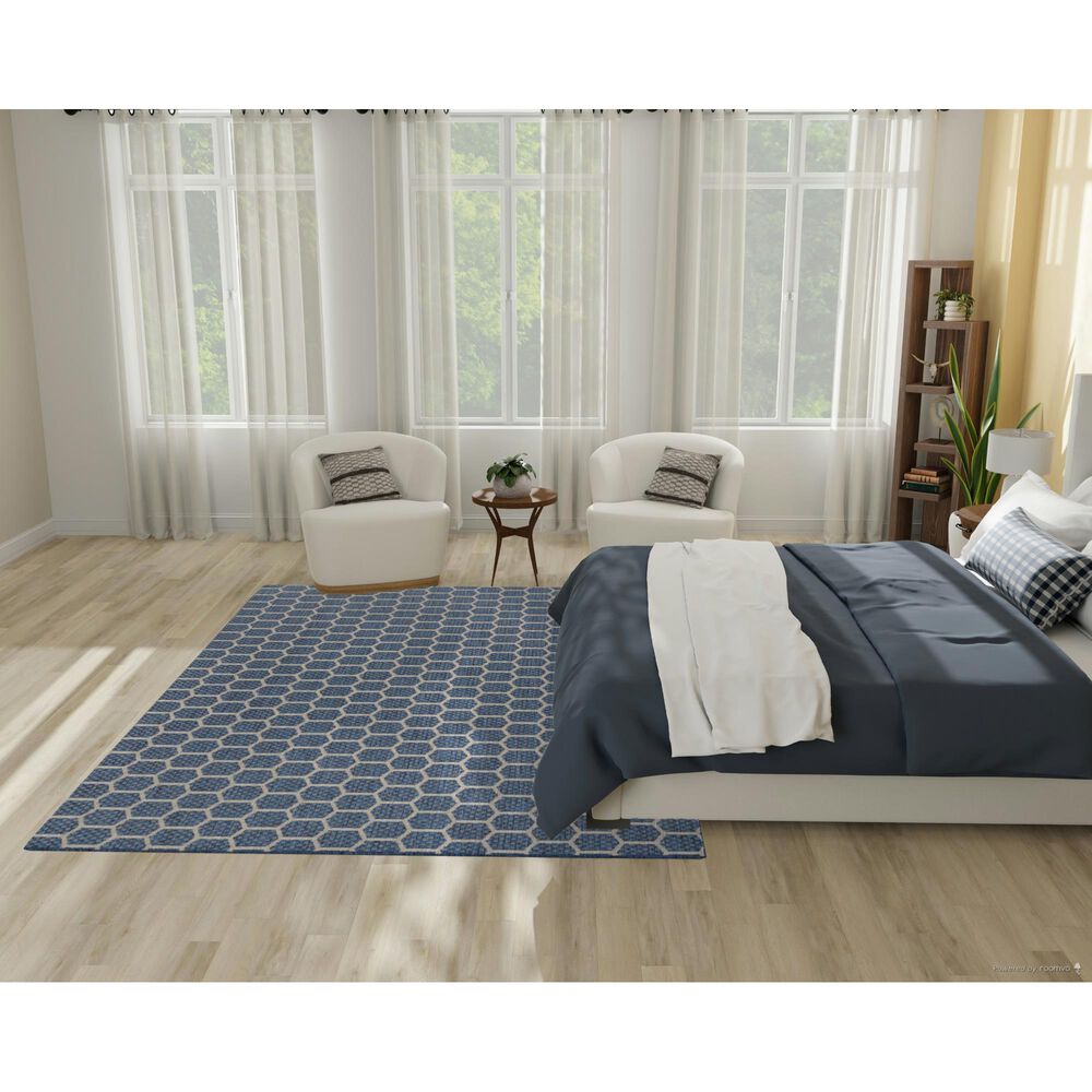 Nourison Twist Reversible 6&#39; x 9&#39; Blue Indoor/Outdoor Area Rug, , large