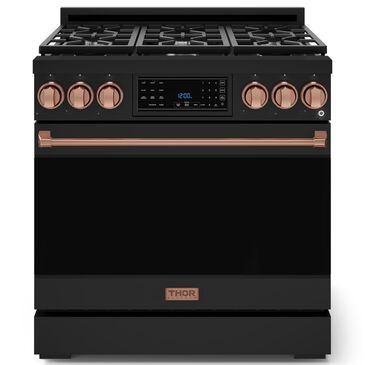 THOR KITCHEN Gordon Ramsay 6 Cu. Ft. 36" Professional Liquid Propane Range with Rose Gold Handle Kit in Black, , large