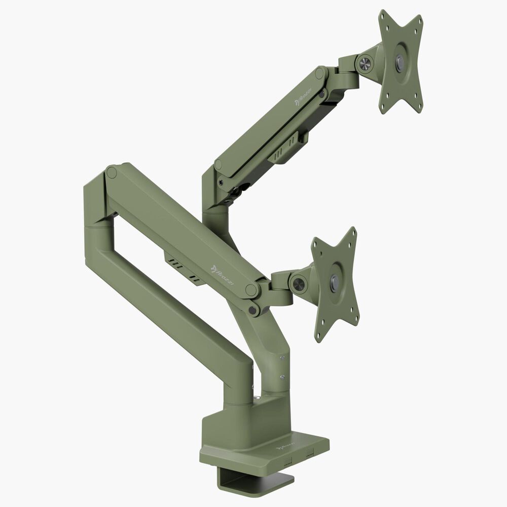 Arozzi Alzare Neo Duo Dual Arm Gas Spring Monitor Arm in Forest Green, , large