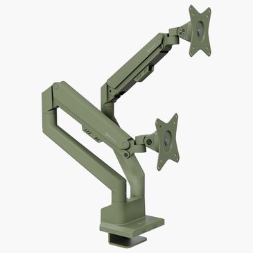 Arozzi Alzare Neo Duo Dual Arm Gas Spring Monitor Arm in Forest Green, , large