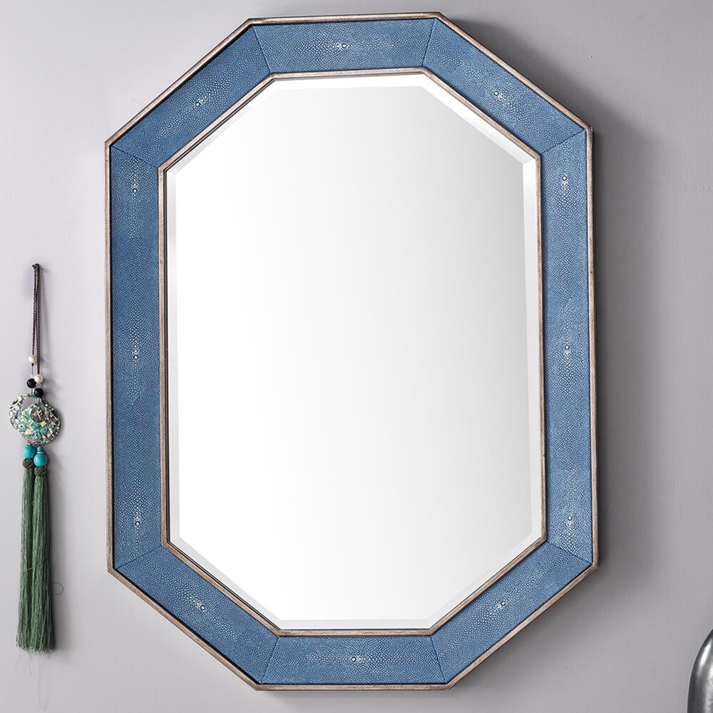 James Martin Tangent Mirror in Silver and Delft Blue, , large