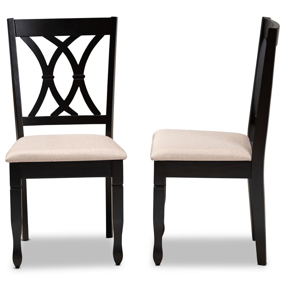 Baxton Studio Reneau Side Chair with Sand Cushion in Espresso Brown (Set of 2), , large