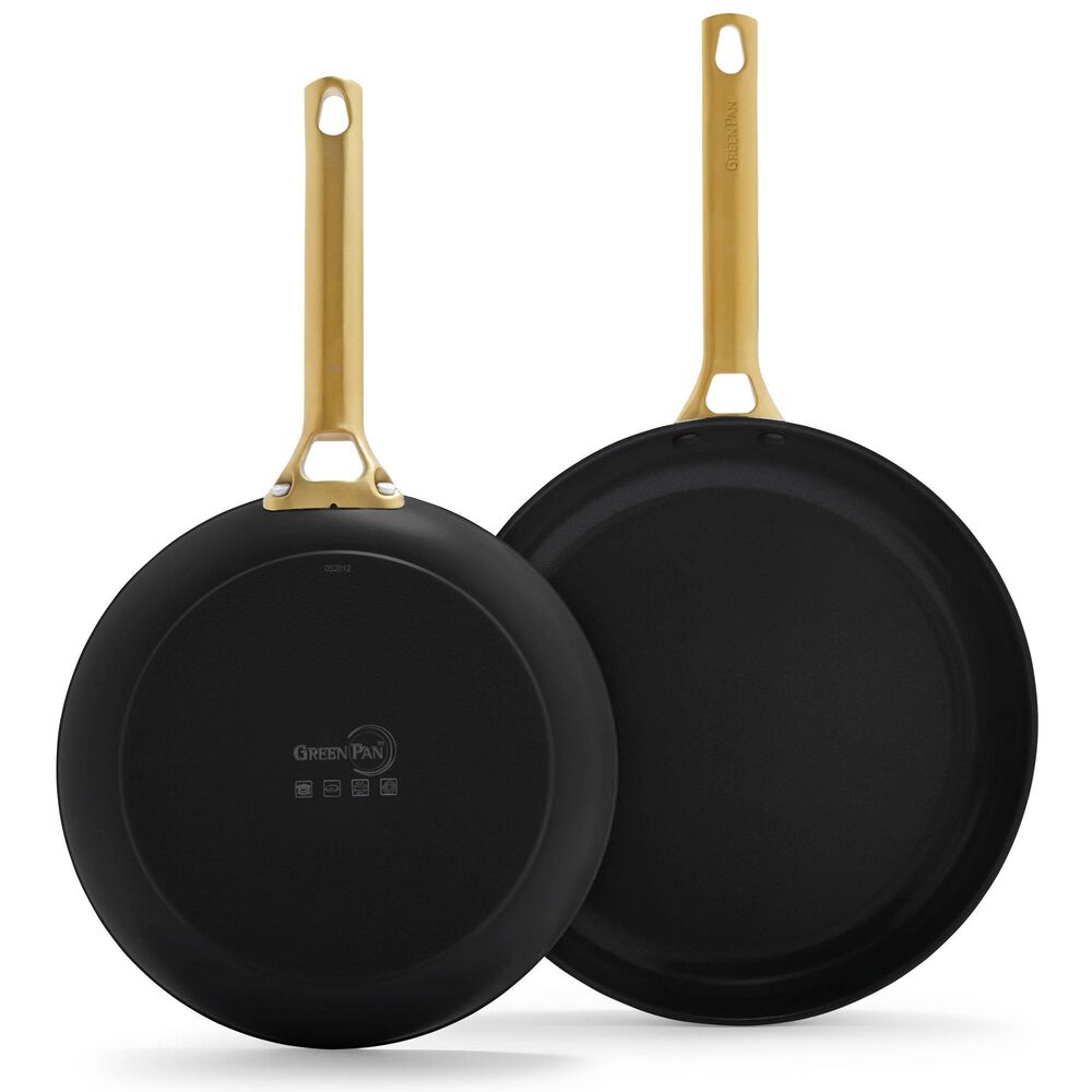 Green Pan GreenPan Reserve Ceramic Nonstick 10" and 12" Frypan Set in Black with Gold-Tone Handles, , large