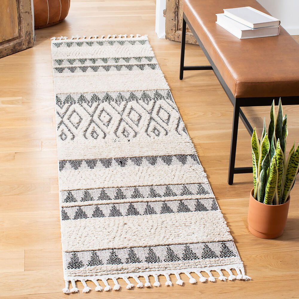 Safavieh Marrakesh MRK519 2&#39;2&quot; x 10&#39; Ivory and Blue Runner, , large