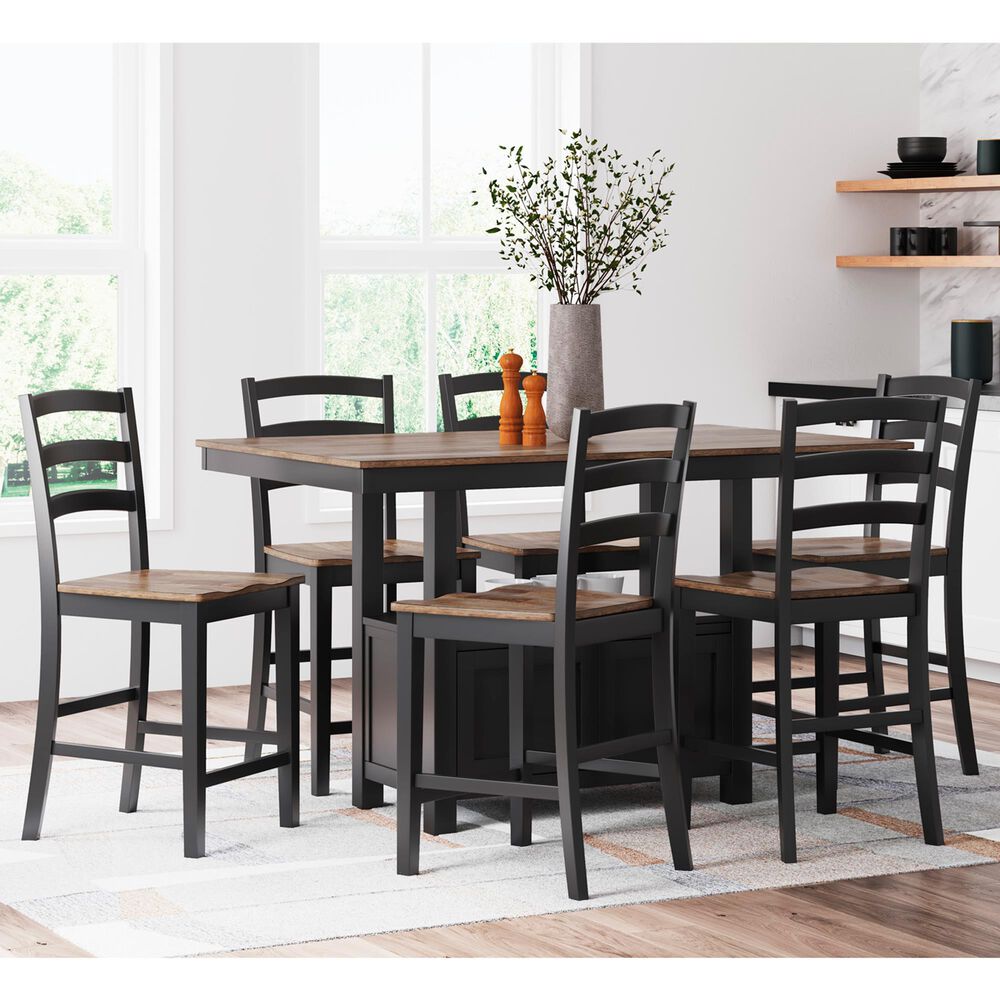 Ashley Wildenauer Counter Height Dining Table and 6 Counter Stools, , large