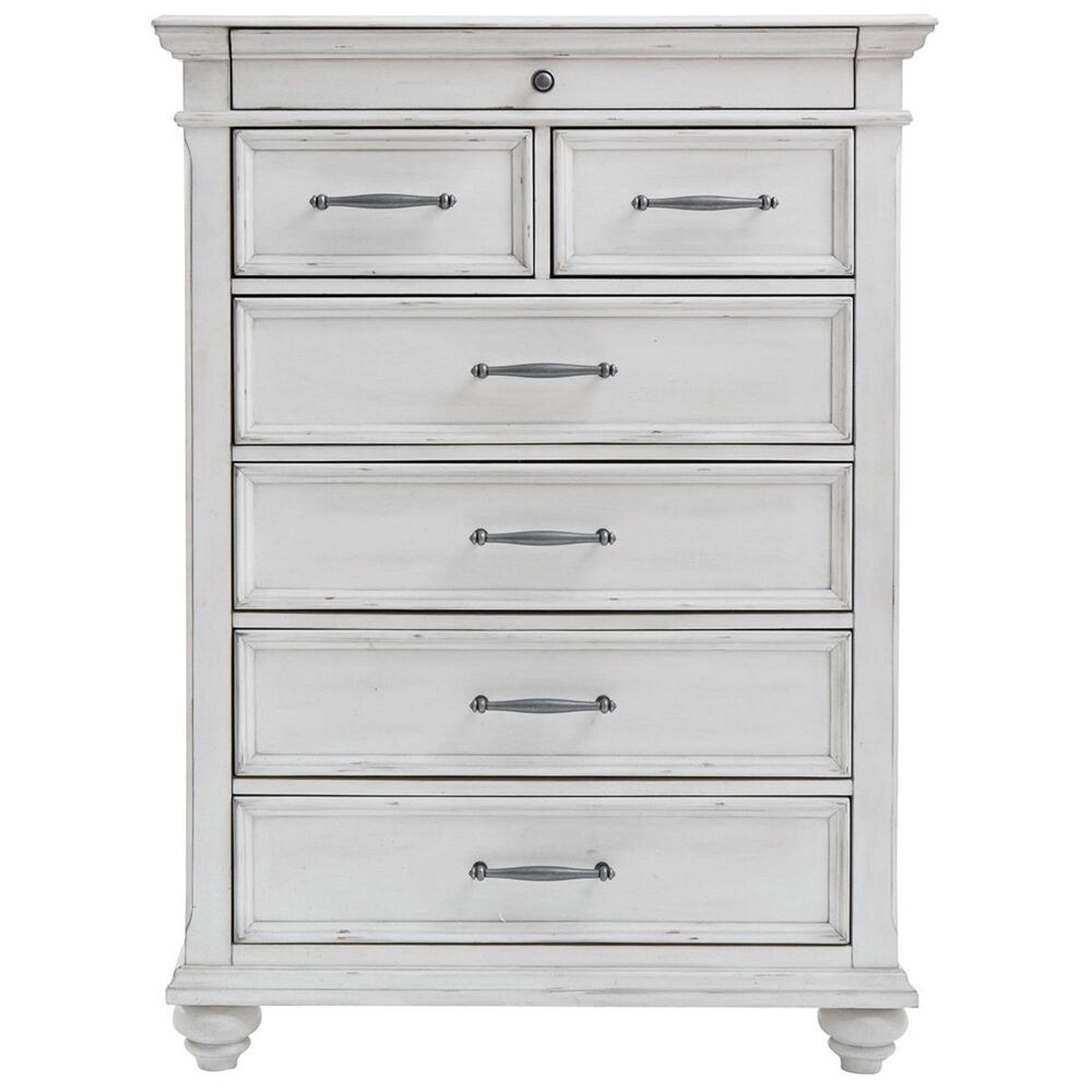 Ashley Kanwyn 7 Drawer Chest in Distressed Whitewash, , large