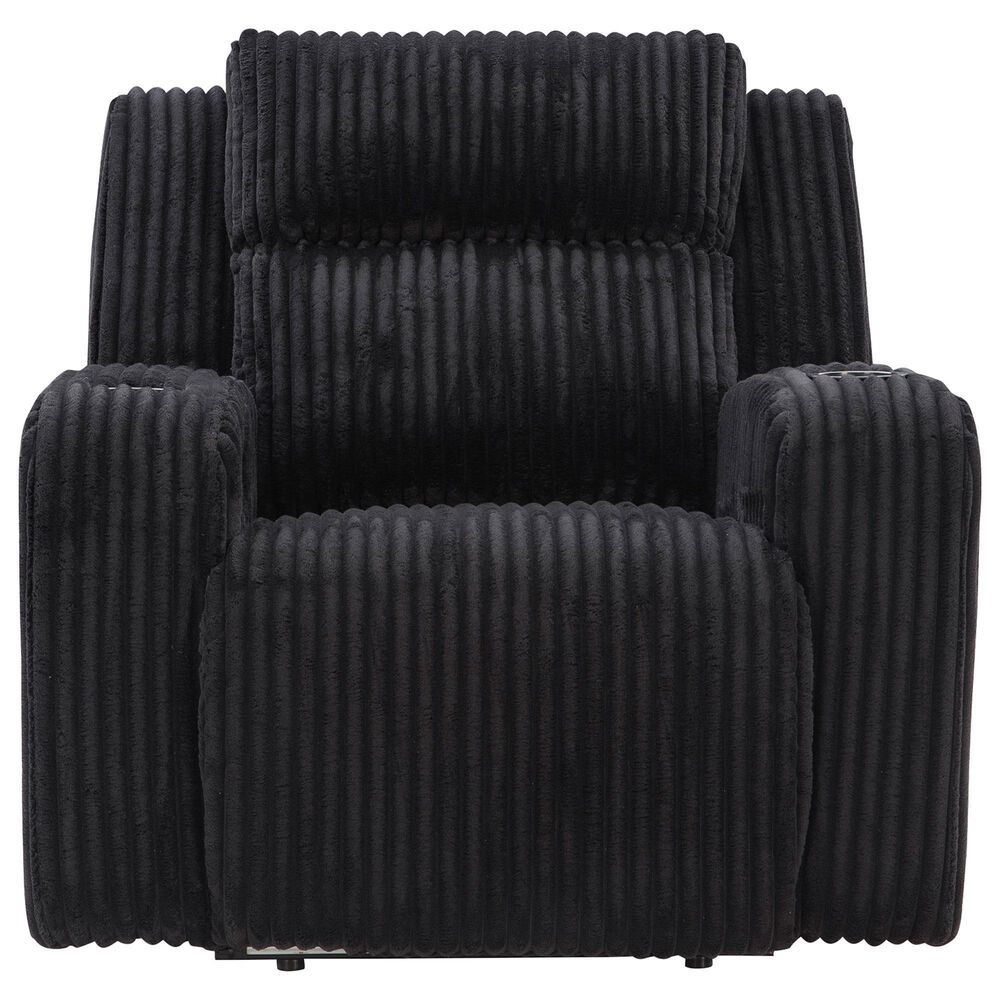 Ashley Forest Lake Power Recliner with Adjustable Headrest in Black Velvet, , large