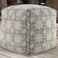 LR Home 20" Square Floral Pouf in Blue and Beige, , large