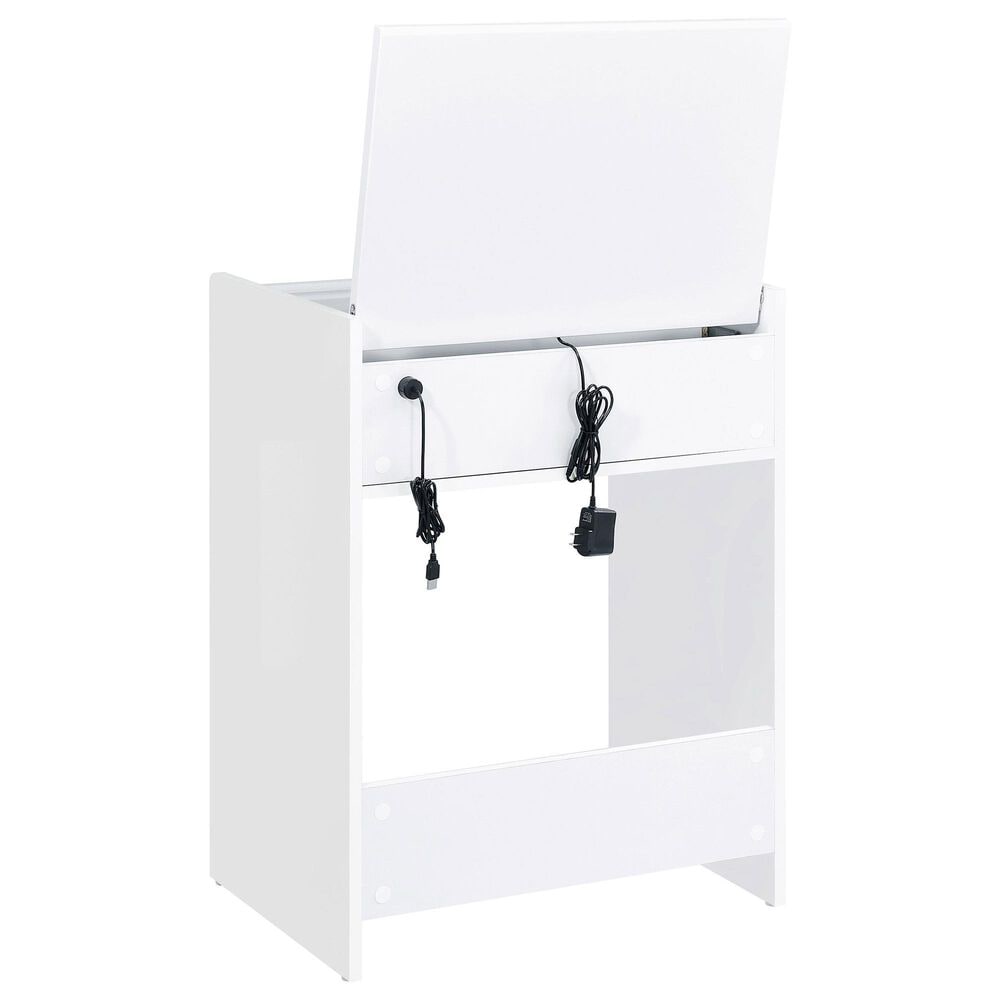 Pacific Landing Danbury 3-Drawer Makeup Vanity Set in White High Gloss, , large