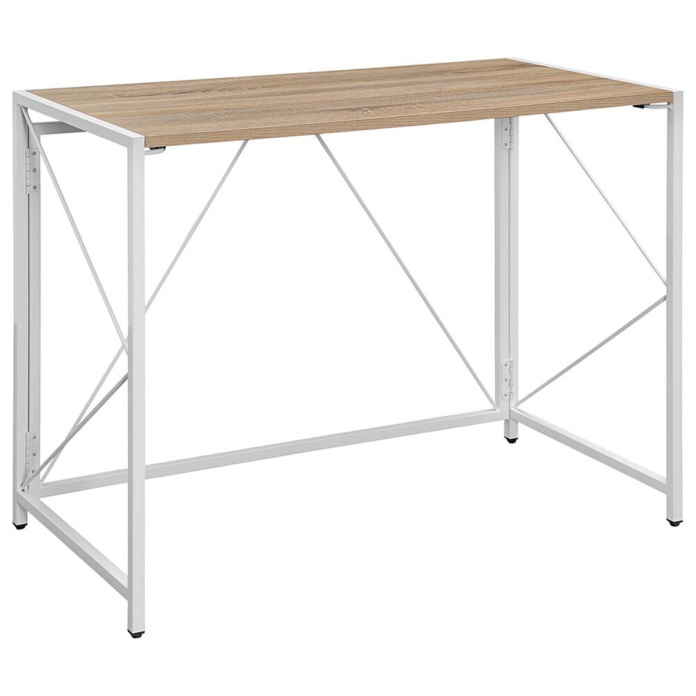 Valor Living Ravel Tool-Less Folding Desk in River Oak and White, , large
