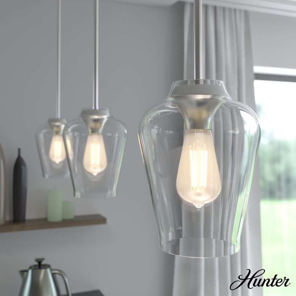 Hunter Vidria 7.25&quot; 1-Light Mini Pendant in Brushed Nickel, , large