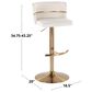 Lumisource Cinch Claire Swivel Adjustable Bar Stool with White Cushion in Chrome (Set of 2), , large