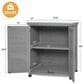 Hearth and Haven Outdoor Wooden Storage Cabinet with Metal Top and Adjustable Protective Footpad in Gray, , large