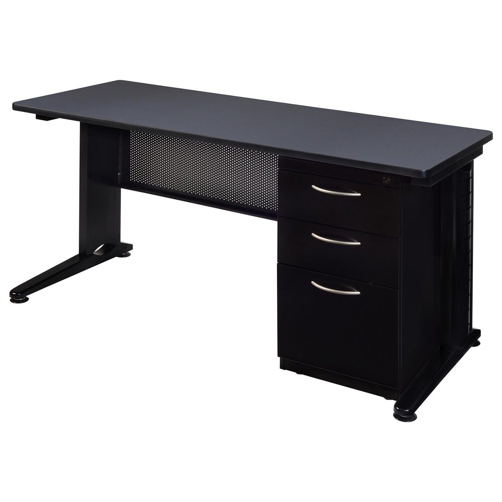Regency Global Sourcing Fusion 66" x 24" Pedestal Desk in Grey, , large