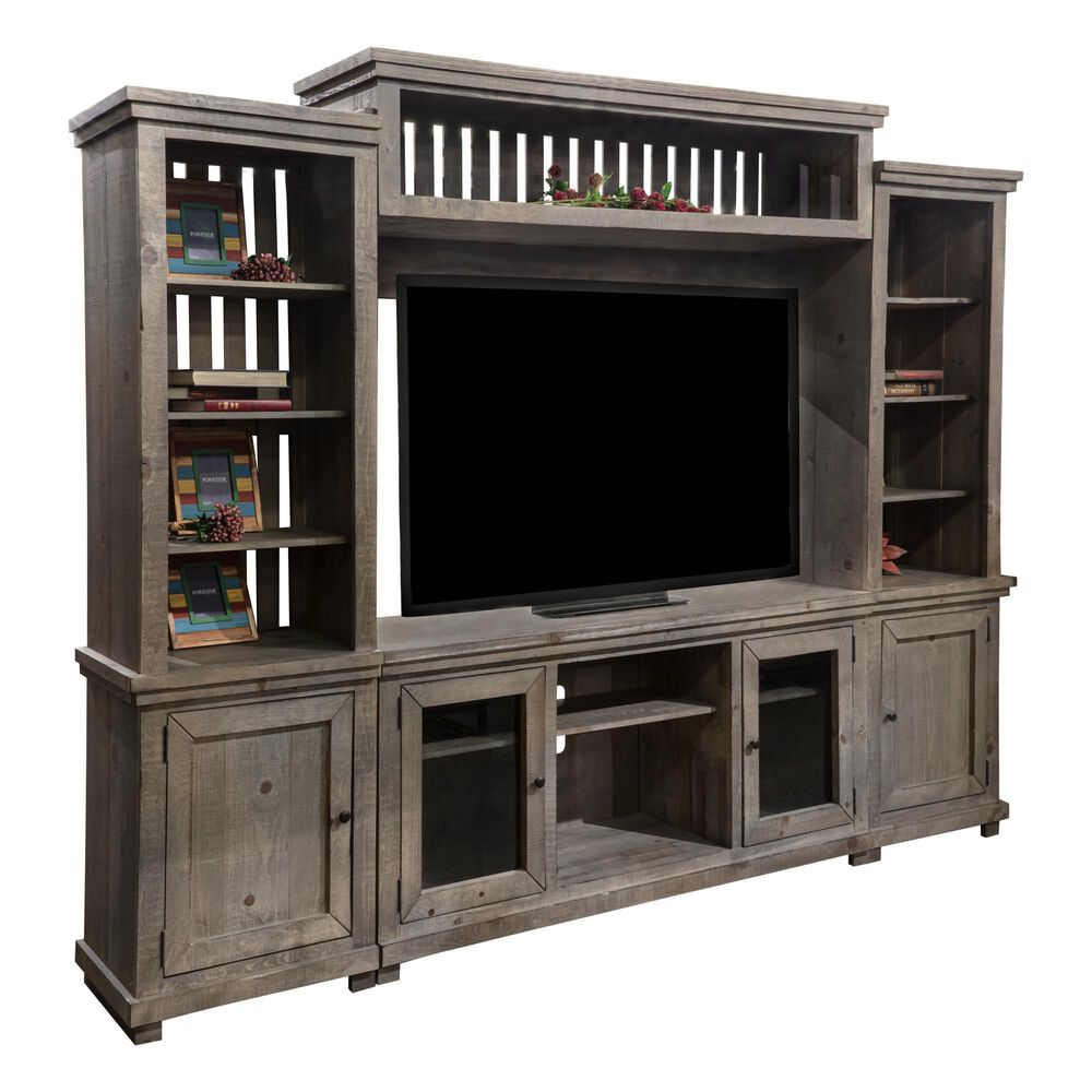 Hickory Point 4-Piece Willow Bridge Entertainment Center in Weathered Gray, , large