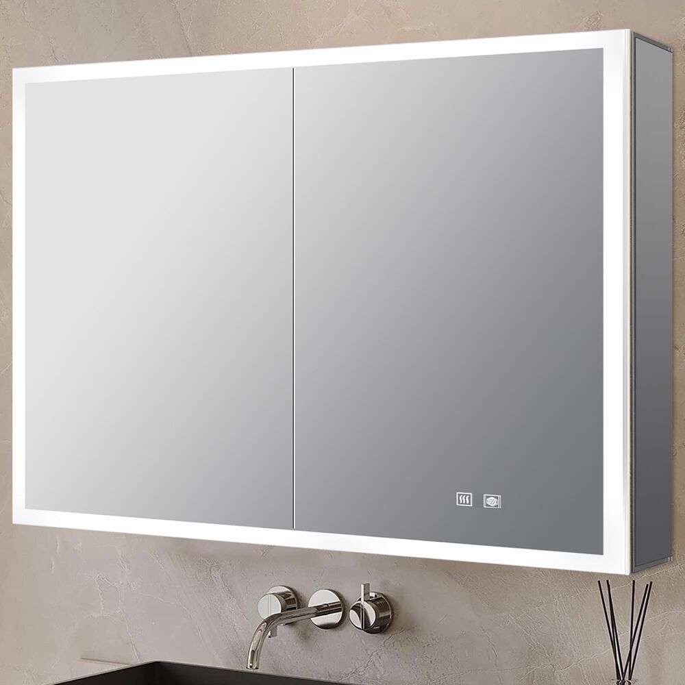 Lexora Home Mesa 30" x 36" LED Mirror Medicine Cabinet with Defogger in Aluminium, , large