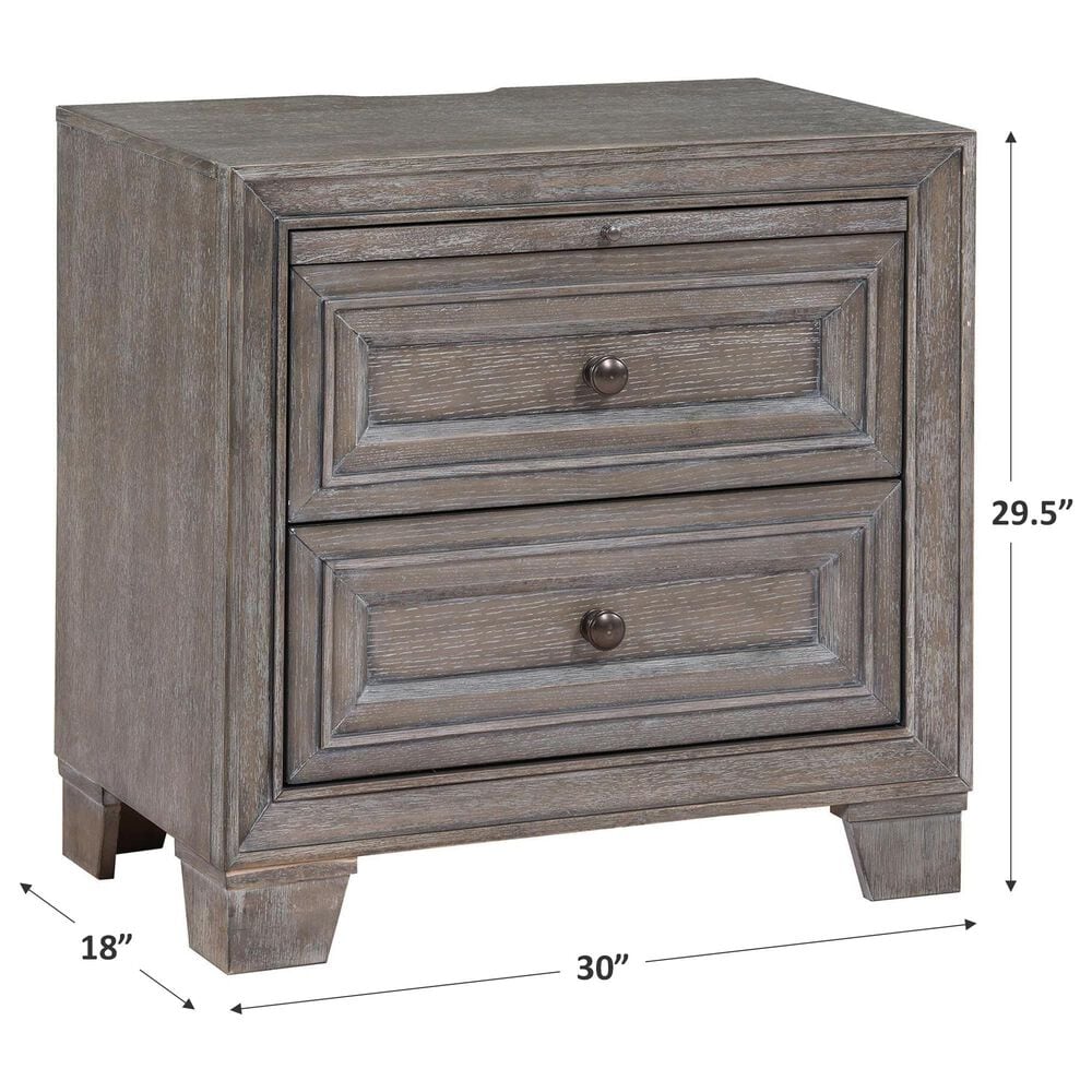 Davis International Traditional 2 Drawer Nightstand in Gray, , large