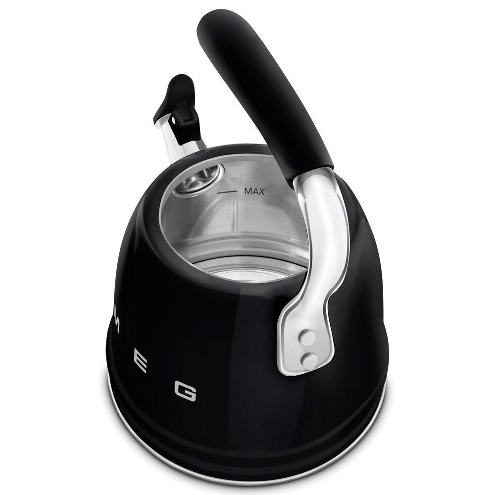 SMEG 2.3L Retro Style Electric Whistling Kettle in Black, , large