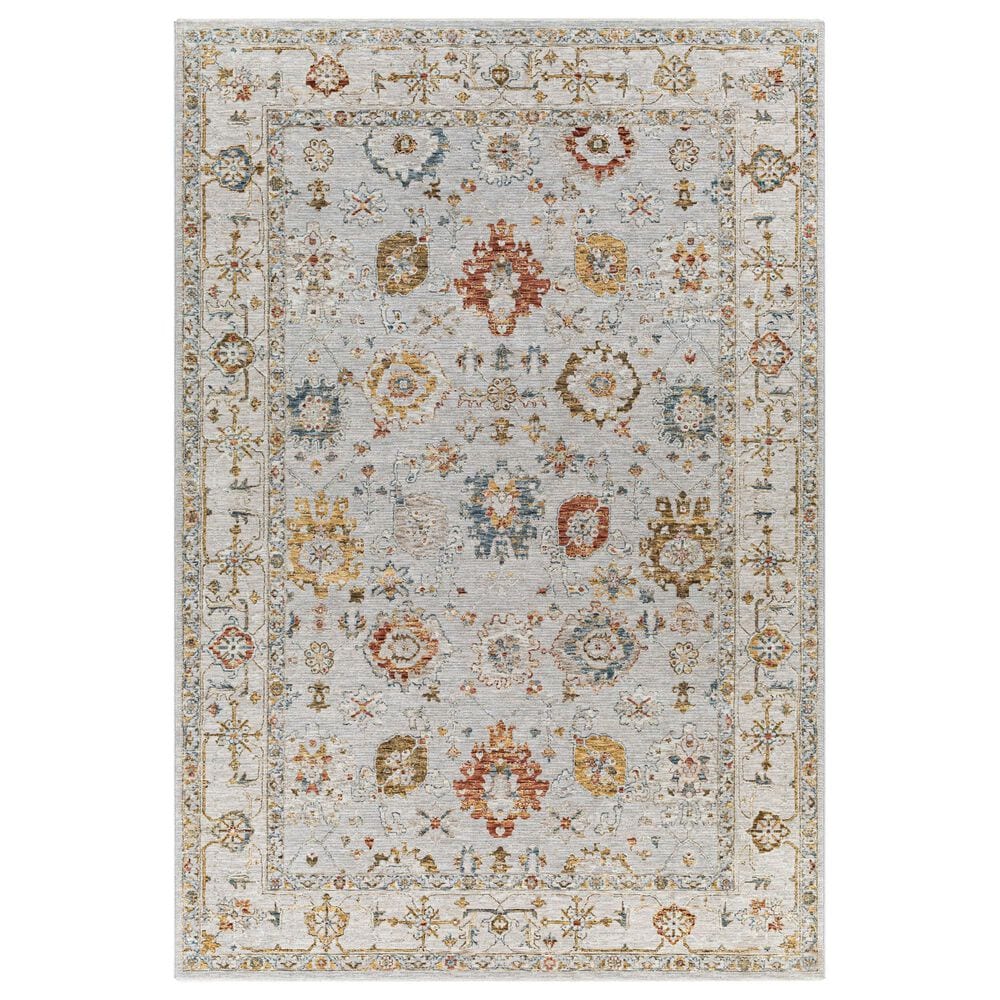 Surya Reina REN-2307 Light Gray, Cream, Denim, Rust, Mustard and Olive 6"7" x 9"6" Area Rug, , large