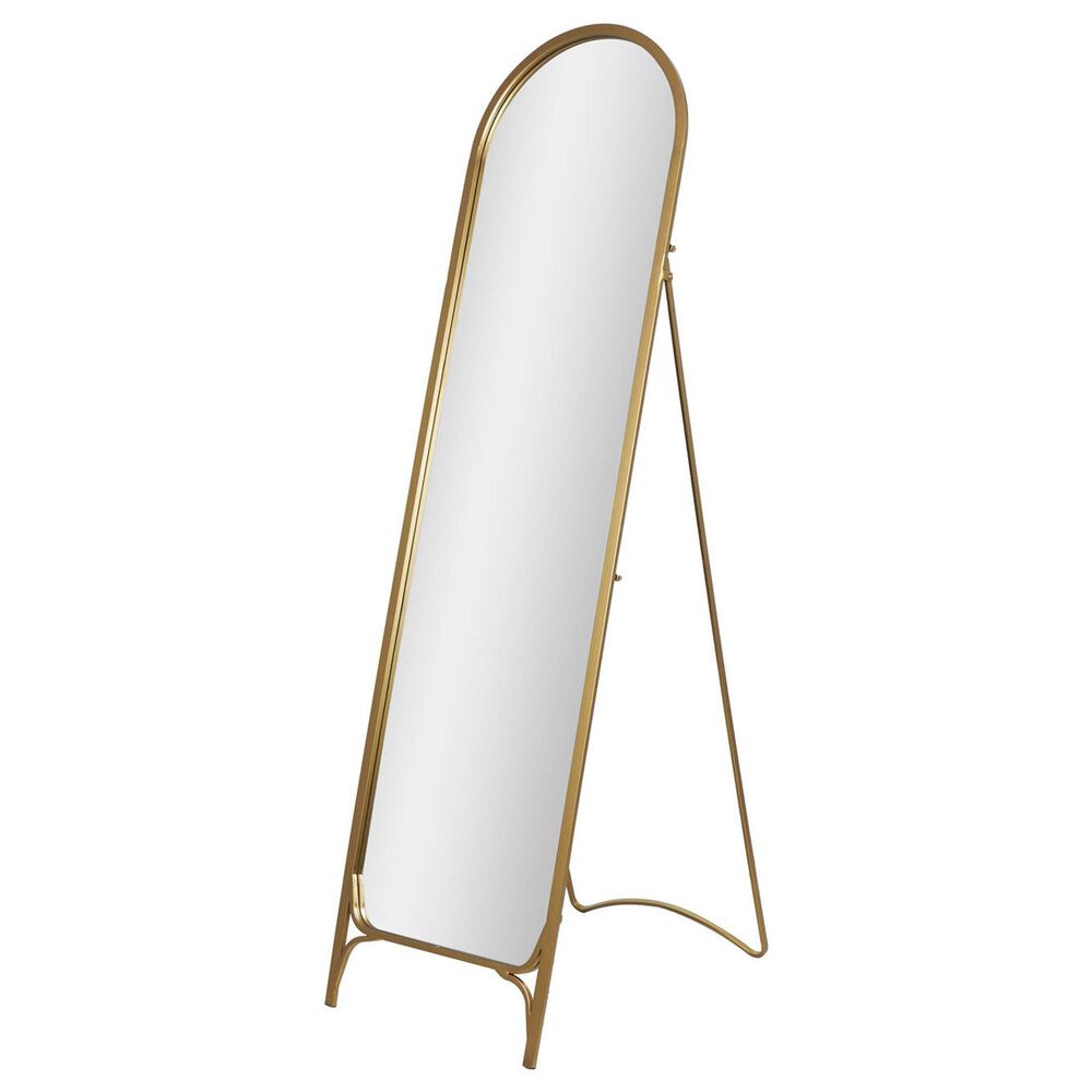 Maple and Jade Arched Freestanding Foldable Floor Mirror in Gold, , large