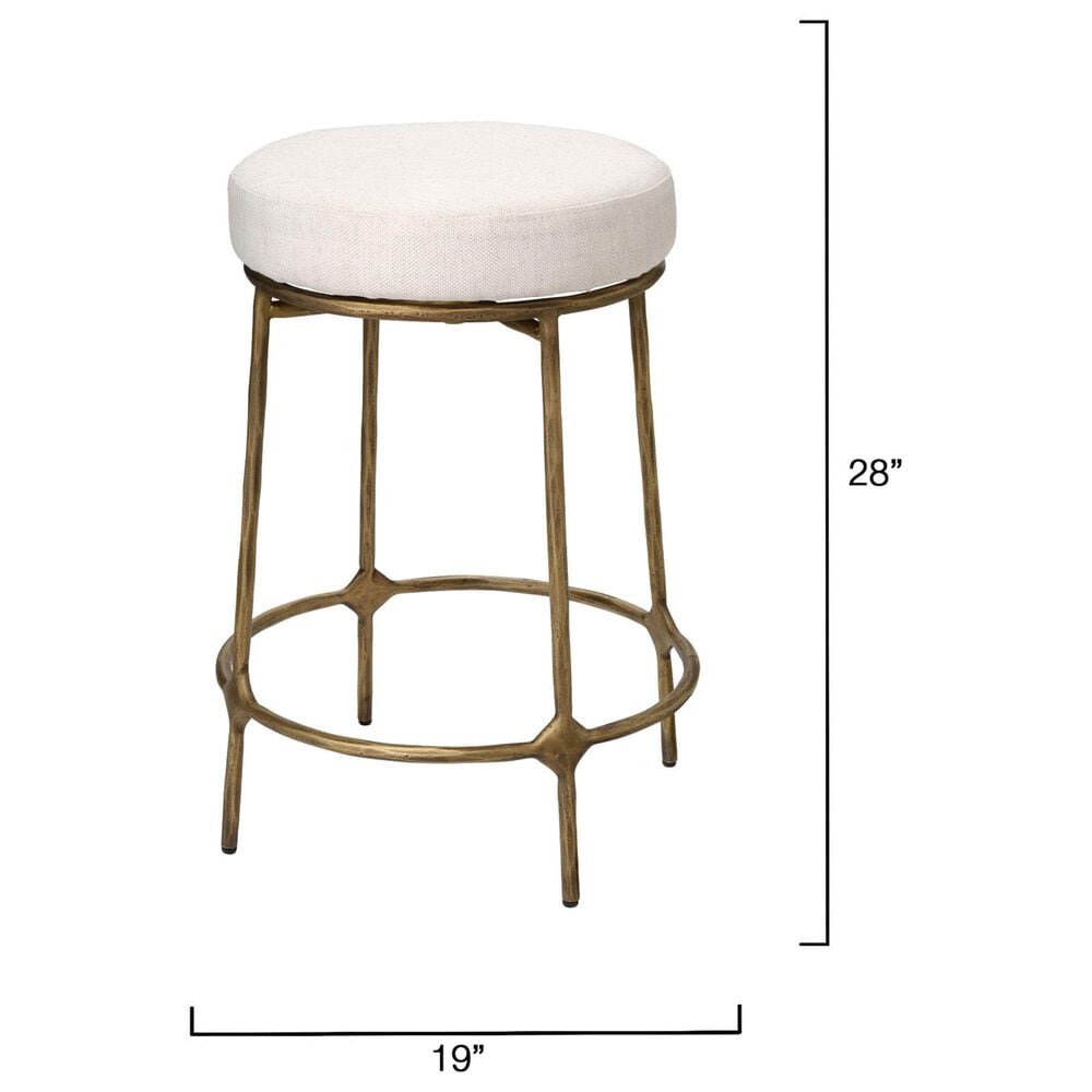 Jamie Young Ashbourne Counter Stool with Ivory Upholstery in Antique Brass, , large