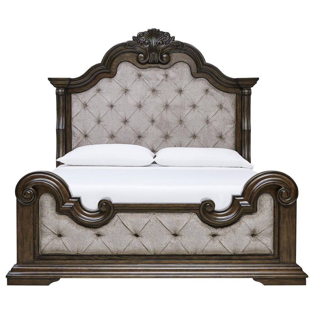 Millenium Maylee King Upholstered Bed and Two Nightstands in Dark Brown, , large