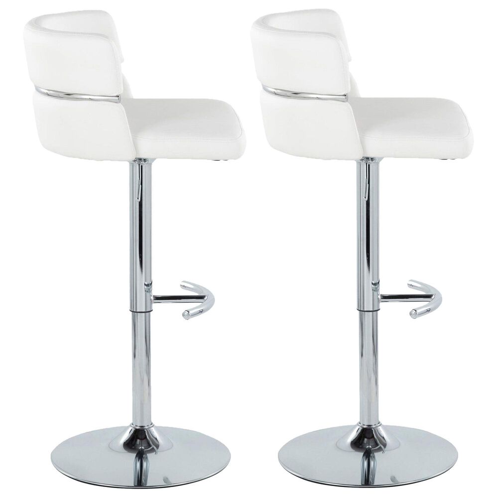 Lumisource Cinch Claire Swivel Adjustable Bar Stool with White Cushion in Chrome &#40;Set of 2&#41;, , large