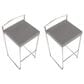 Lumisource Fuji Stackable Barstool with Grey Faux Leather Cushion in Stainless Steel (Set of 2), , large