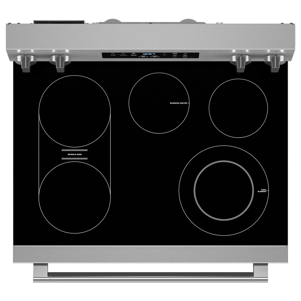 Maytag 2-Piece Kitchen Package with 1.1 Cu. Ft. Over-the-Range Flush Microwave and 5.3 Cu. Ft. Electric Range in Fingerprint Resistant Stainless Steel, , large