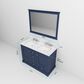 Lexora Home Dukes 48" Double Bathroom Vanity in Navy Blue with 2 cm White Carrara Marble Top and Rectangular Sinks, , large