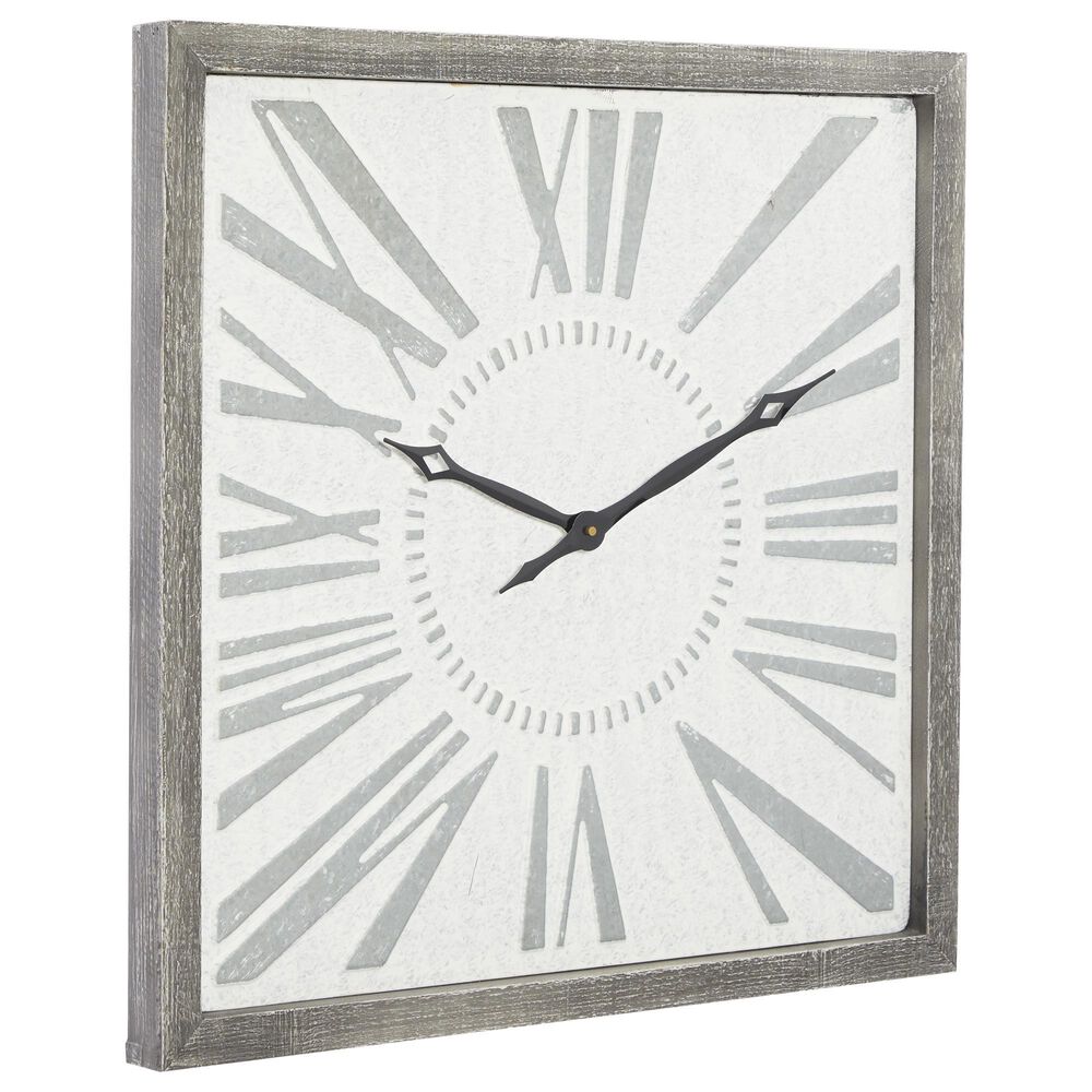 Maple and Jade 25&quot; Metal Wall Clock in Grey, , large