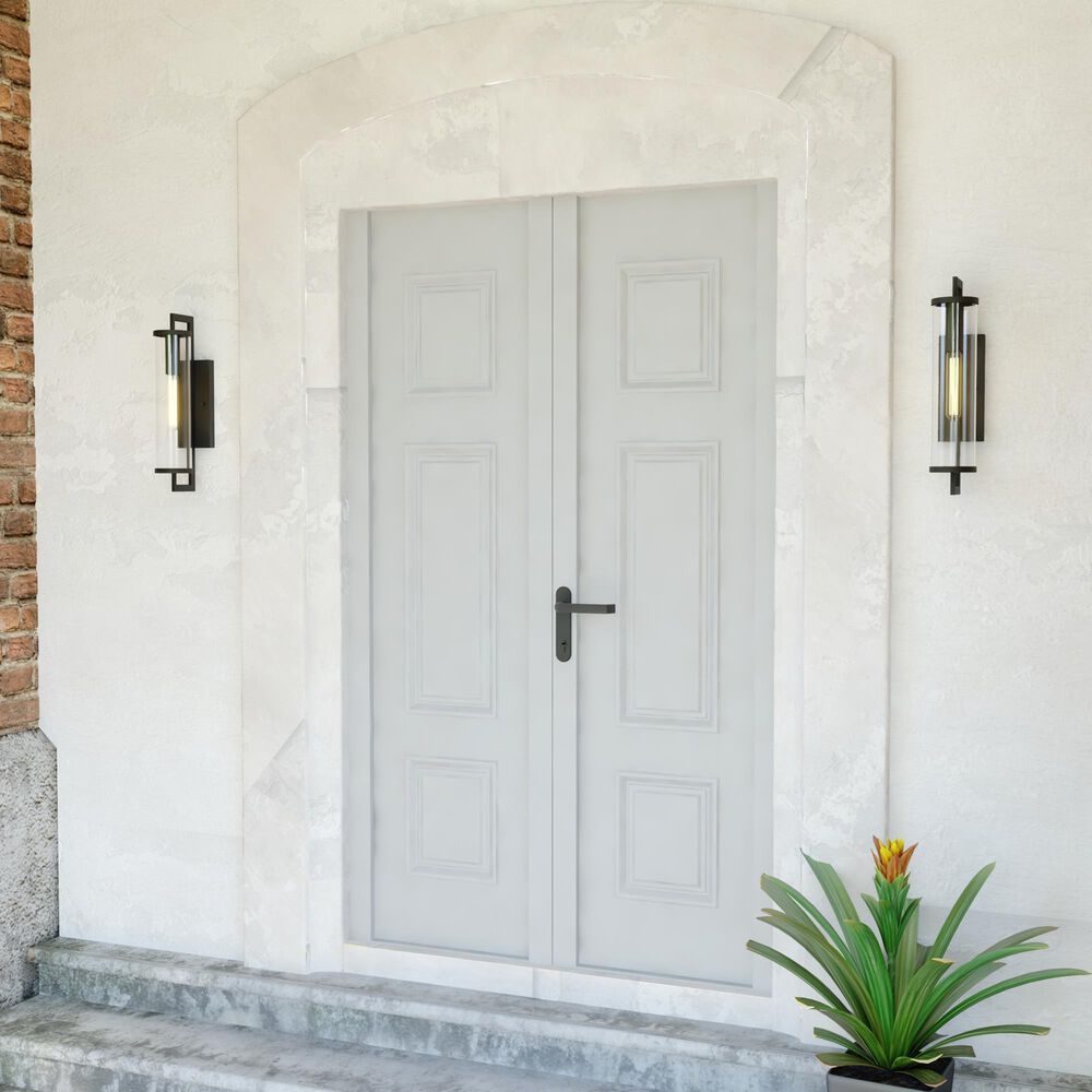 Vaxcel Morgan Park 20" 1-Light Dusk-to-Dawn Sensor Outdoor Wall Sconce in Matte Black, , large