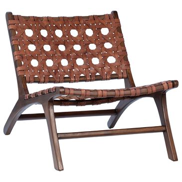 Blue Sun Designs Harvey Leather Chair in Brown and Teak, , large