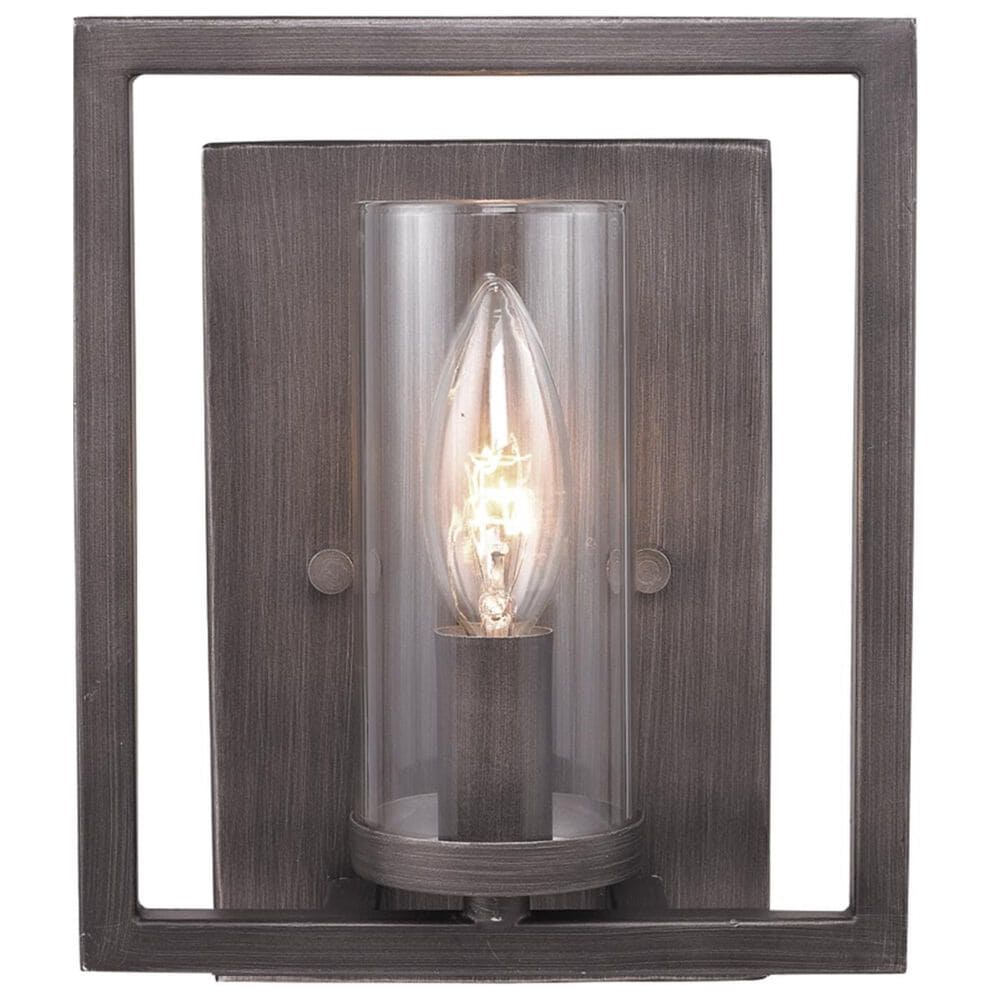 Golden Lighting Marco 1-Light Wall Sconce in Gunmetal Bronze with Clear Glass, , large