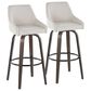 LumiSource Hannah Swivel Bar Stool with Cream Fabric Upholstery in Walnut and Black (Set of 2), , large