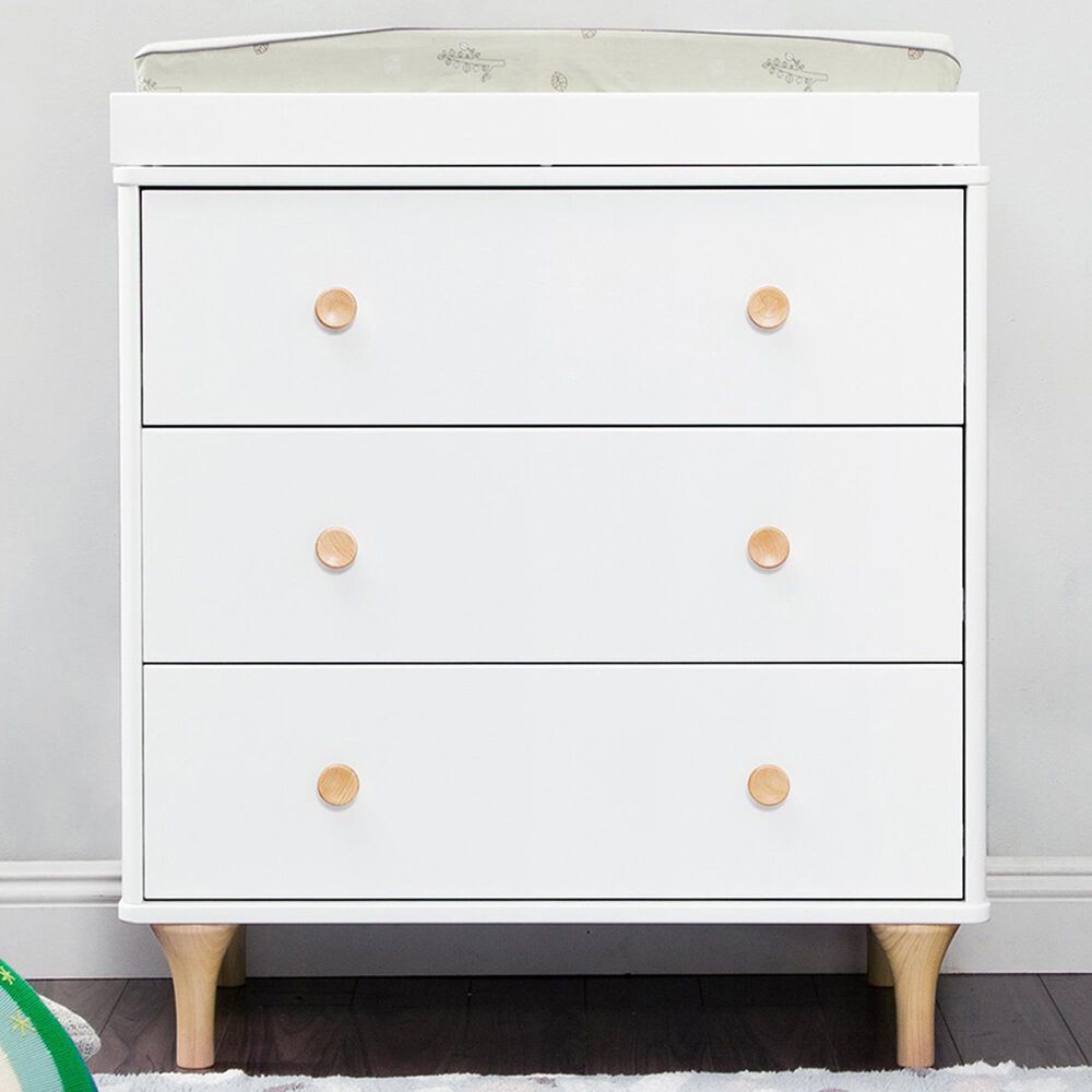 Babyletto Lolly 3 Drawer Changer Dresser with Removable Changing Tray in White and Natural, , large