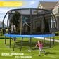 HOMLUX 12" Outdoor Trampoline with Enclosure Net and Ladder in Blue, , large