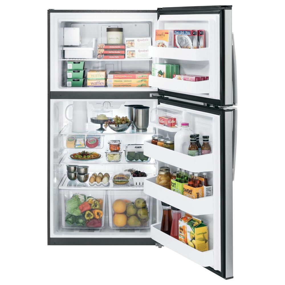 GE Appliances 21.1 Cu. Ft. Top Freezer Refrigerator with in Stainless Steel, , large