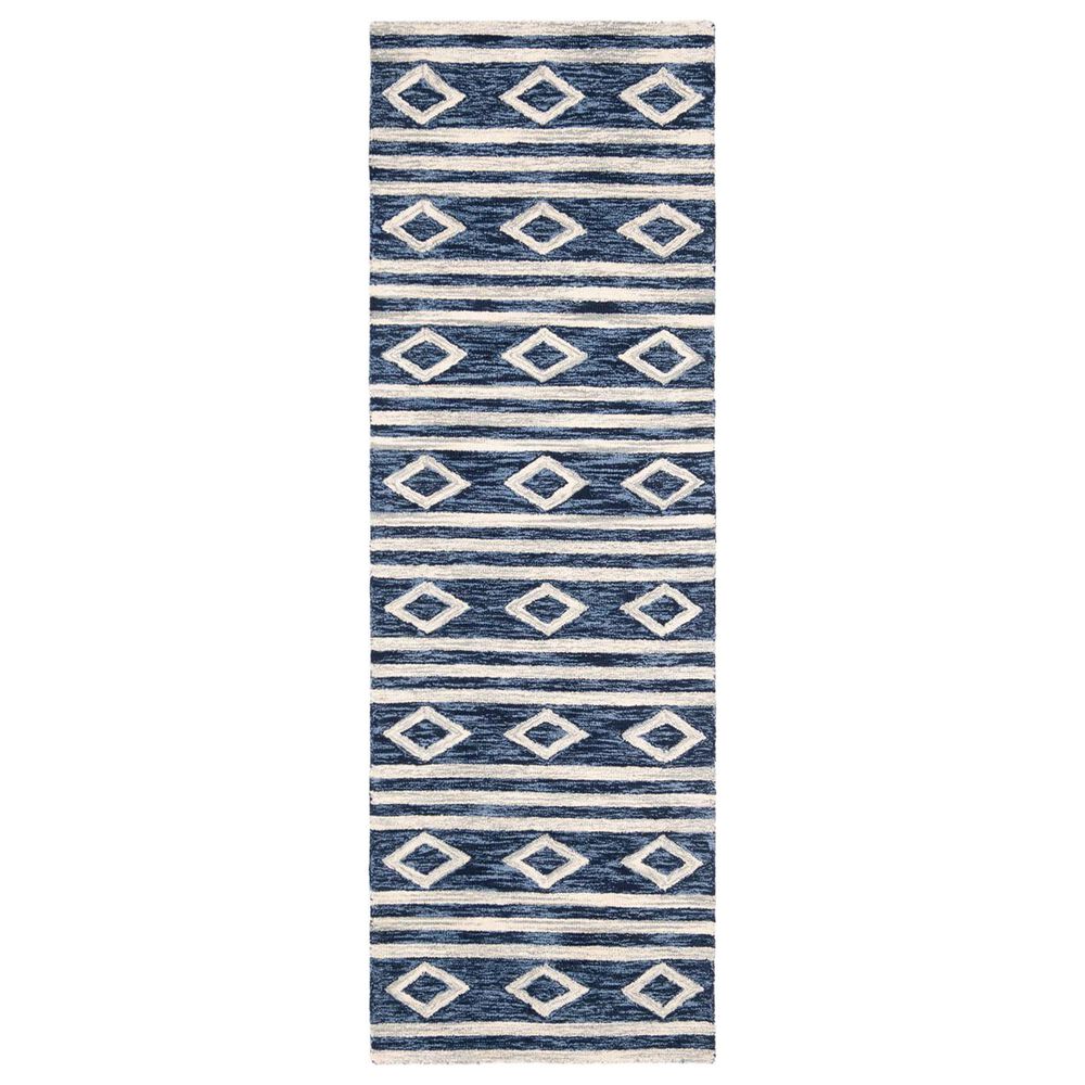 Safavieh Micro-Loop MLP153N 2"3" x 7" Navy and Ivory Runner, , large