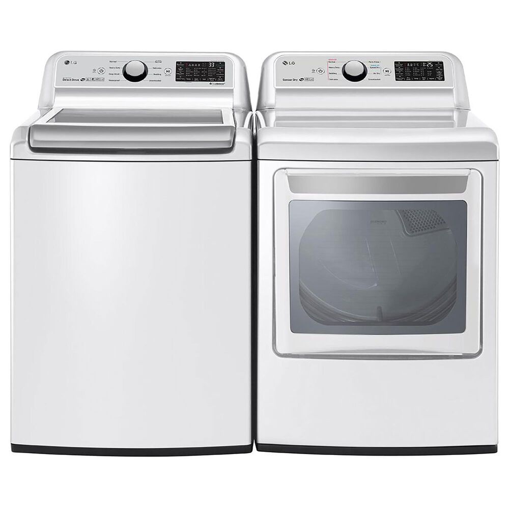 LG 5.0 Cu. Ft. Top Load Washer and 7.3 Cu. Ft. Electric Dryer Laundry Pair in White, , large