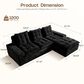 HOMLUX 2-Piece Right Facing Sectional with Chaise in Black, , large