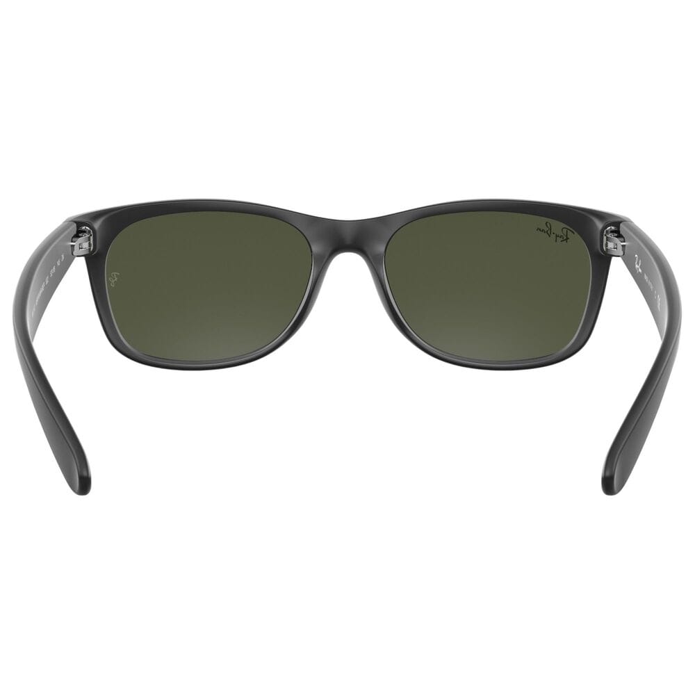 Rayban Glasses New Wayfarer Classic Sunglasses with G-15 Green Lenses in Matte Rubber Black, , large