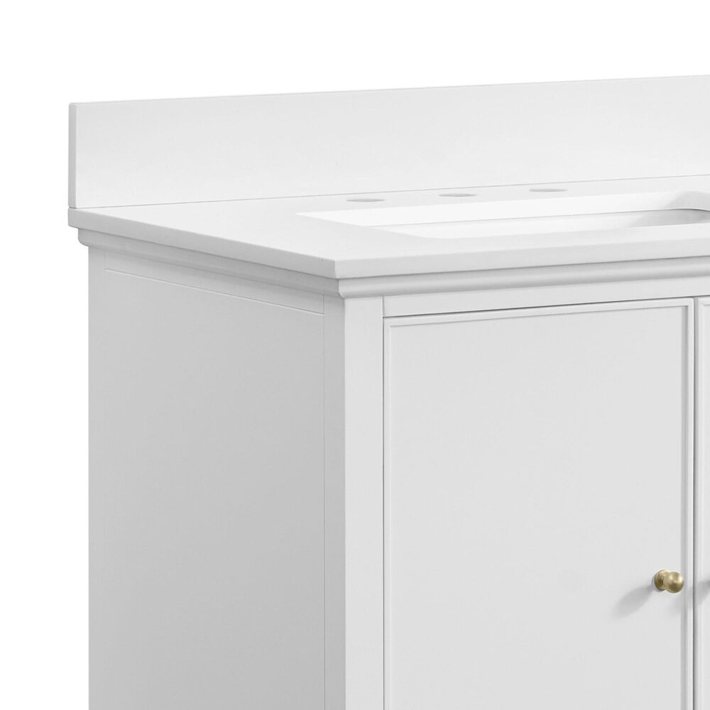 37B Heston 30" Single Bathroom Vanity in Bright White with White Composite Stone Top and Backsplash, , large