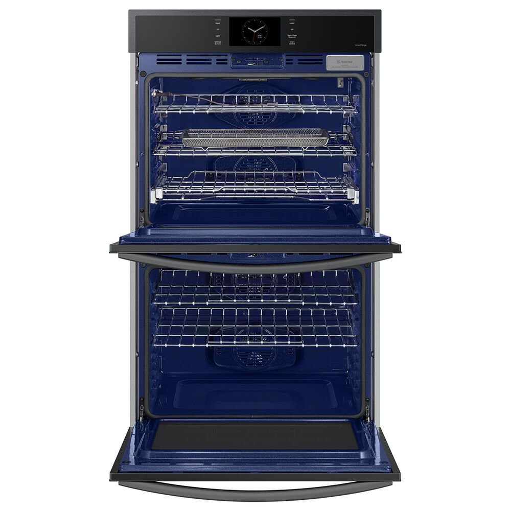 Samsung 30&quot; Double Electric Wall Oven with Convection and Steam Cook in Matte Black Steel, , large
