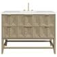 James Martin Vanities Emmeline 48" Single Vanity in Pebble Oak with 3 cm White Zeus Quartz Top, , large