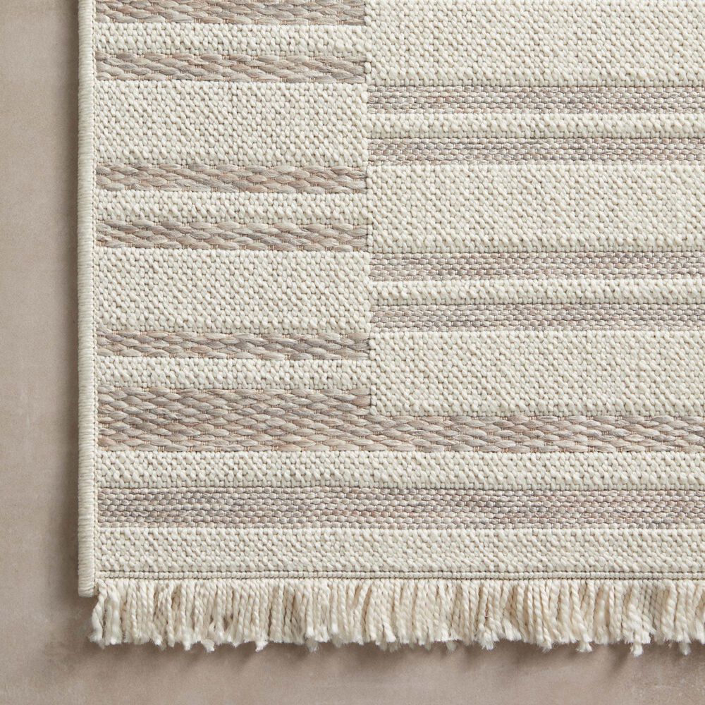 Amber Lewis x Loloi Malibu MAB-03 2&#39;3&quot; x 10&#39; Ivory and Dove Indoor/Outdoor Runner, , large