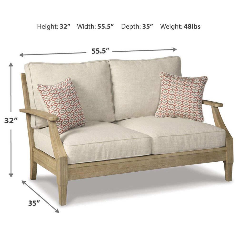 Ashley Clare View Loveseat with Beige Cushion in Antique Teak, , large