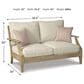 Ashley Clare View Loveseat with Beige Cushion in Antique Teak, , large